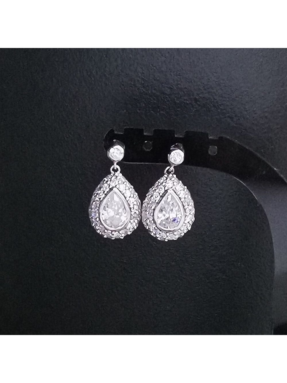 New sterling silver cz teardrop dangle earrings